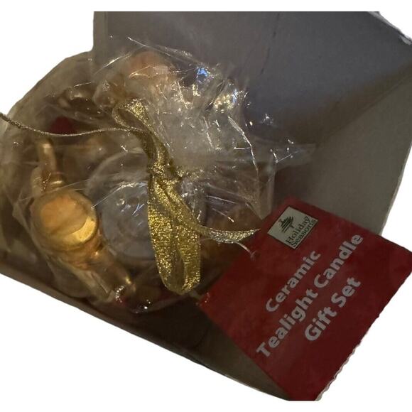 Tea light Candle Gift Set Angels Holiday Seasons Christmas Ceramic Dinner Party - Picture 4 of 5